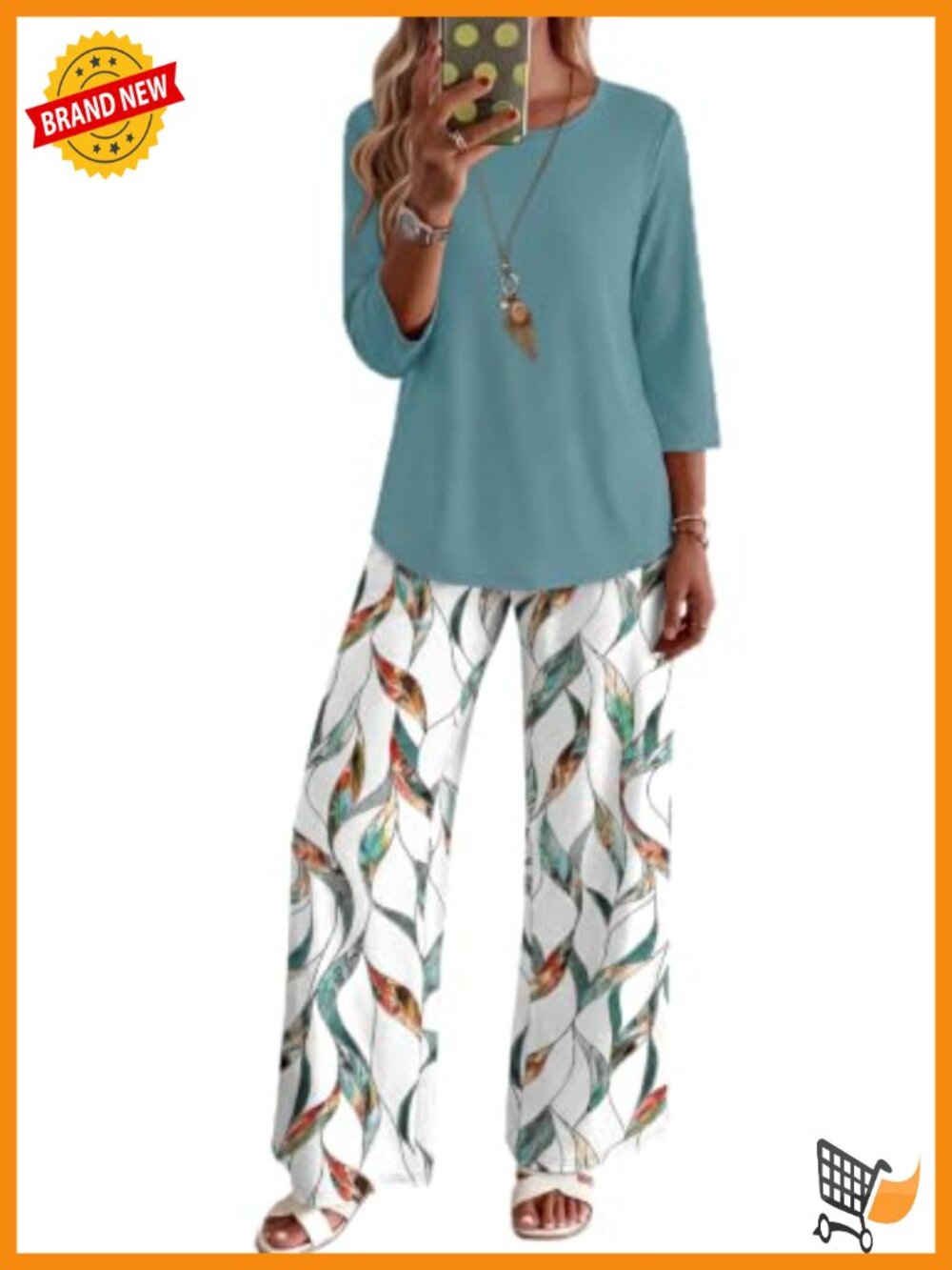Women's Two Piece Lounge Set 3/4 Sleeve Top Graphic Pants with Pockets